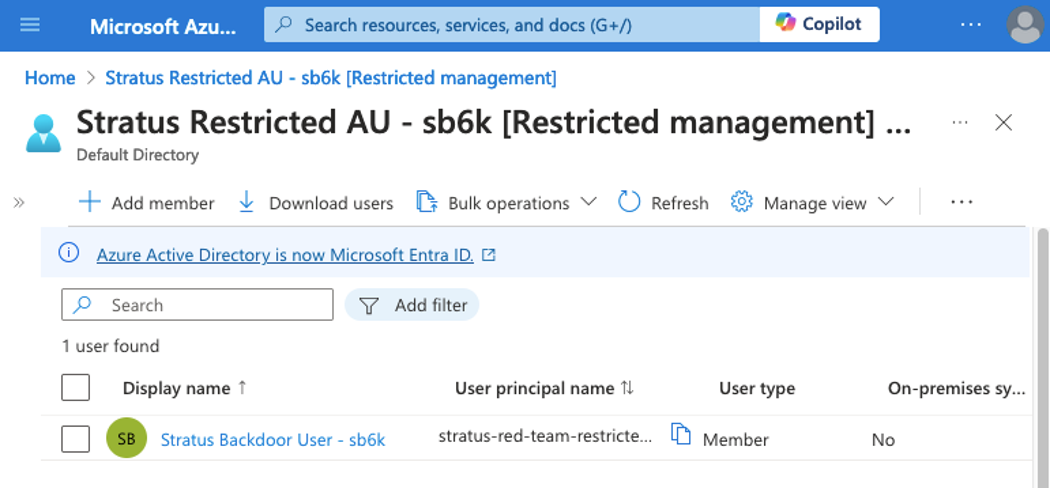 Resulting AU after running Stratus Red Team (click to enlarge).