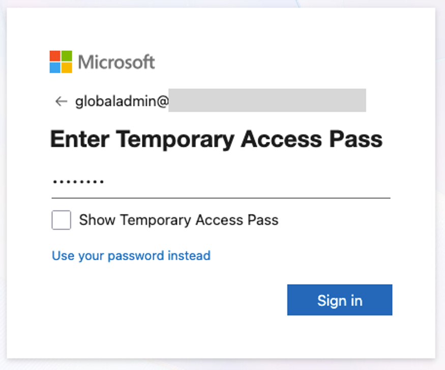 After entering the target user account name, the attacker is prompted to enter the TAP to access the account. This TAP login bypasses the user's password and MFA settings (click to enlarge).