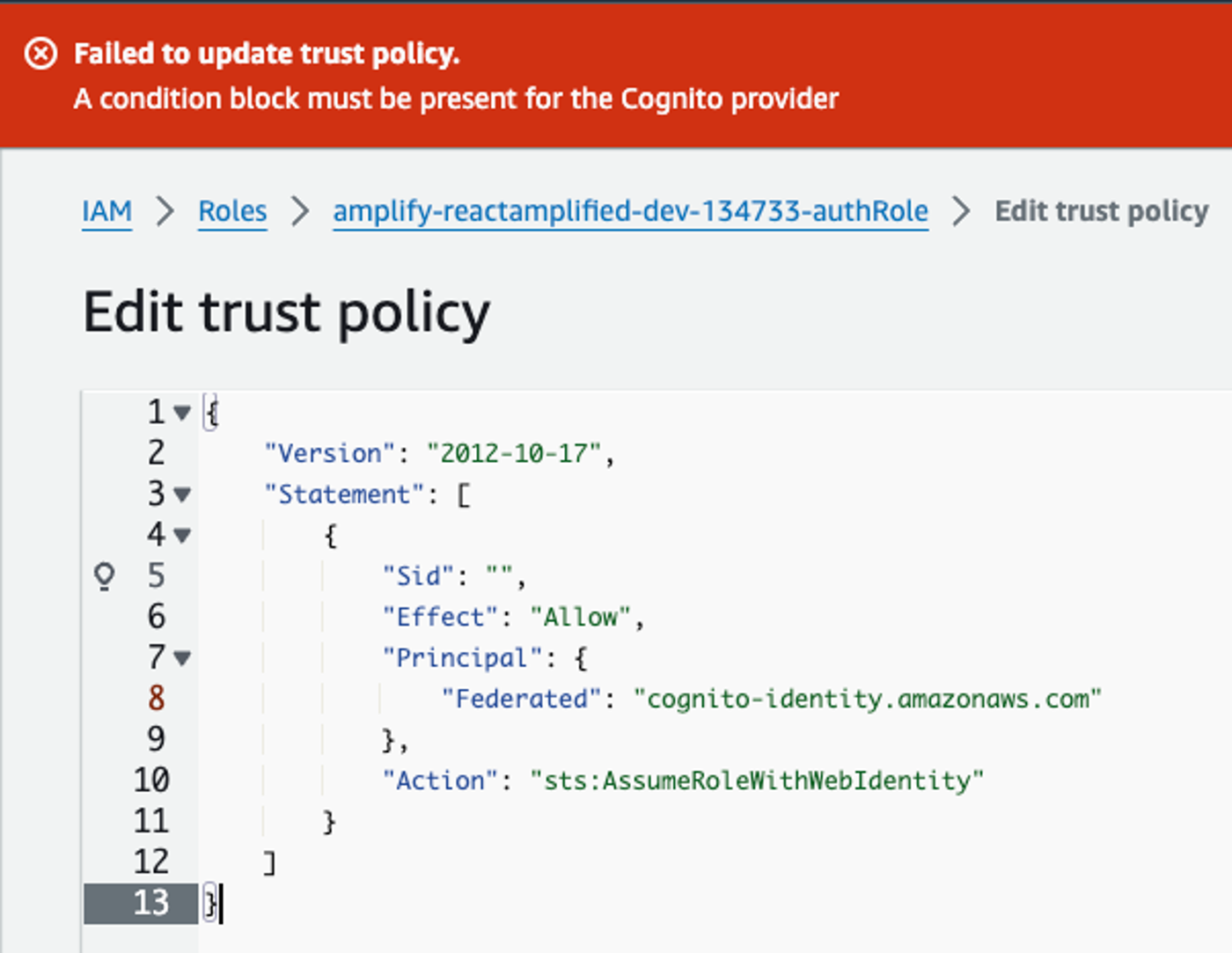 Blocked vulnerable policy