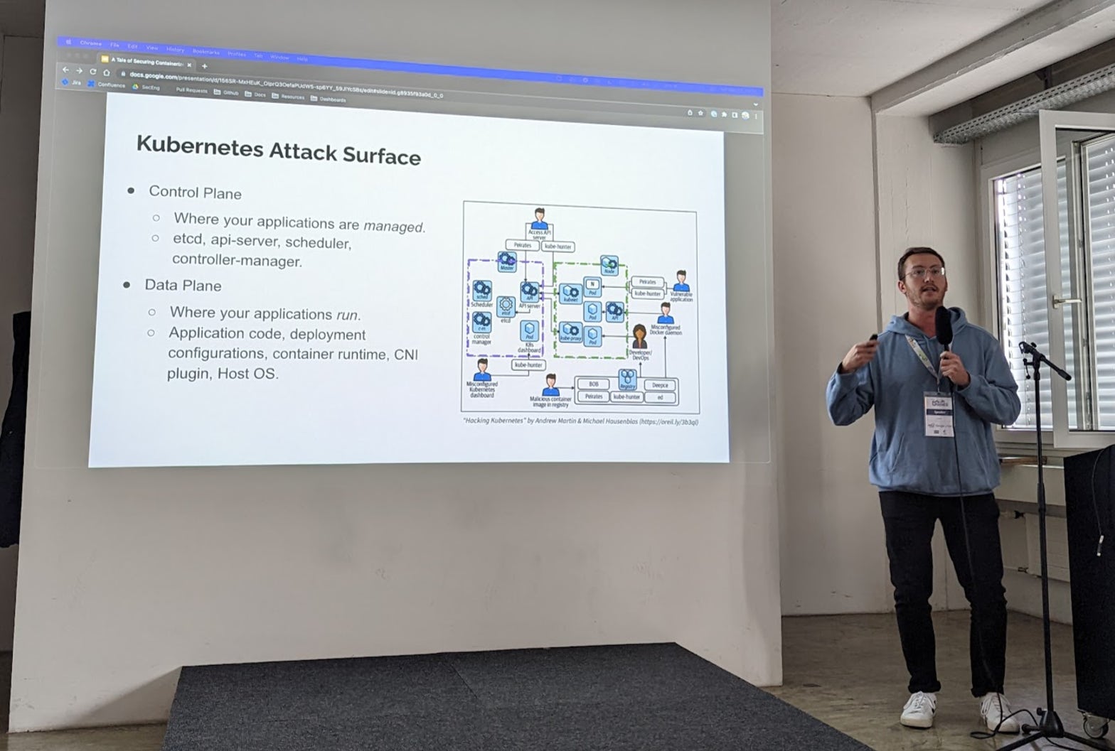Tommy McCormick, security engineer in Datadog’s Compute Security team, at BSides Zürich