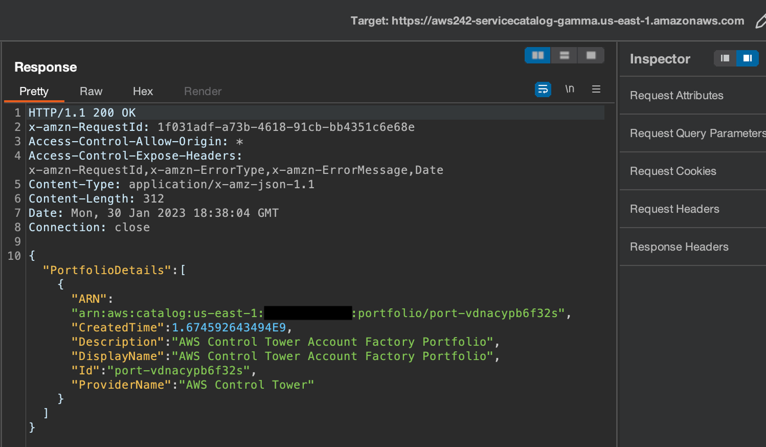 Showing a successful response from the gamma endpoint.