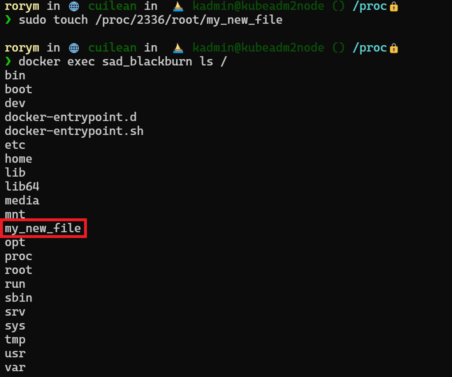 Proc filesystem file creation