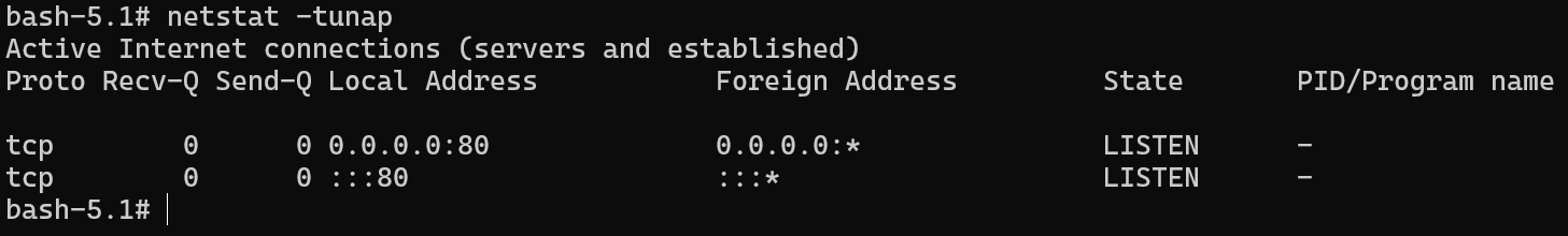 Using netstat from a debug container
