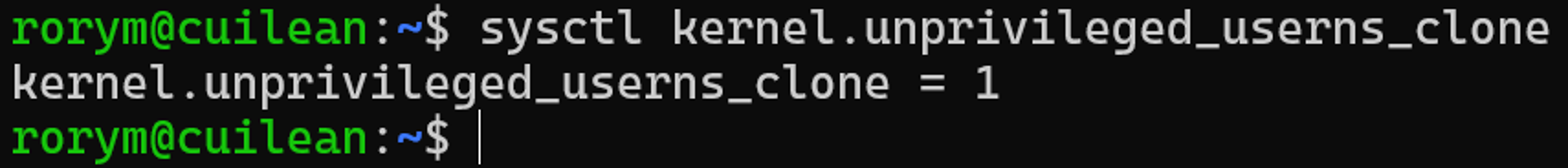 Unprivileged user namespace sysctl setting
