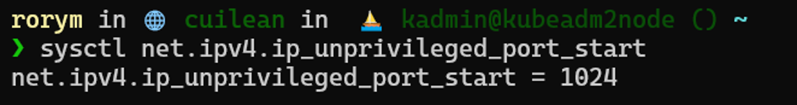 sysctl setting for unprivileged port range