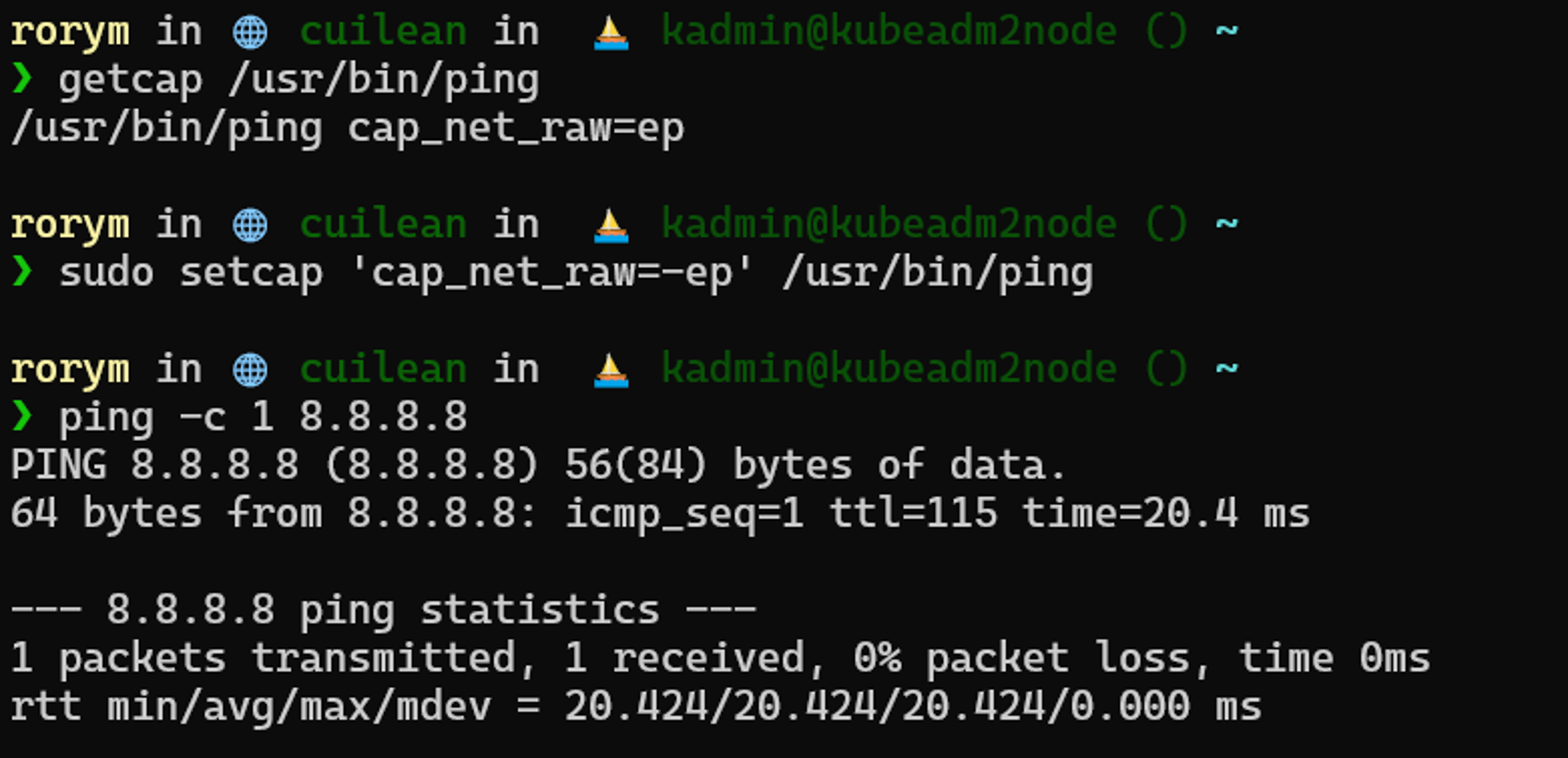 even without a file capability ping works ok