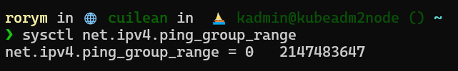 sysctl setting for ping range