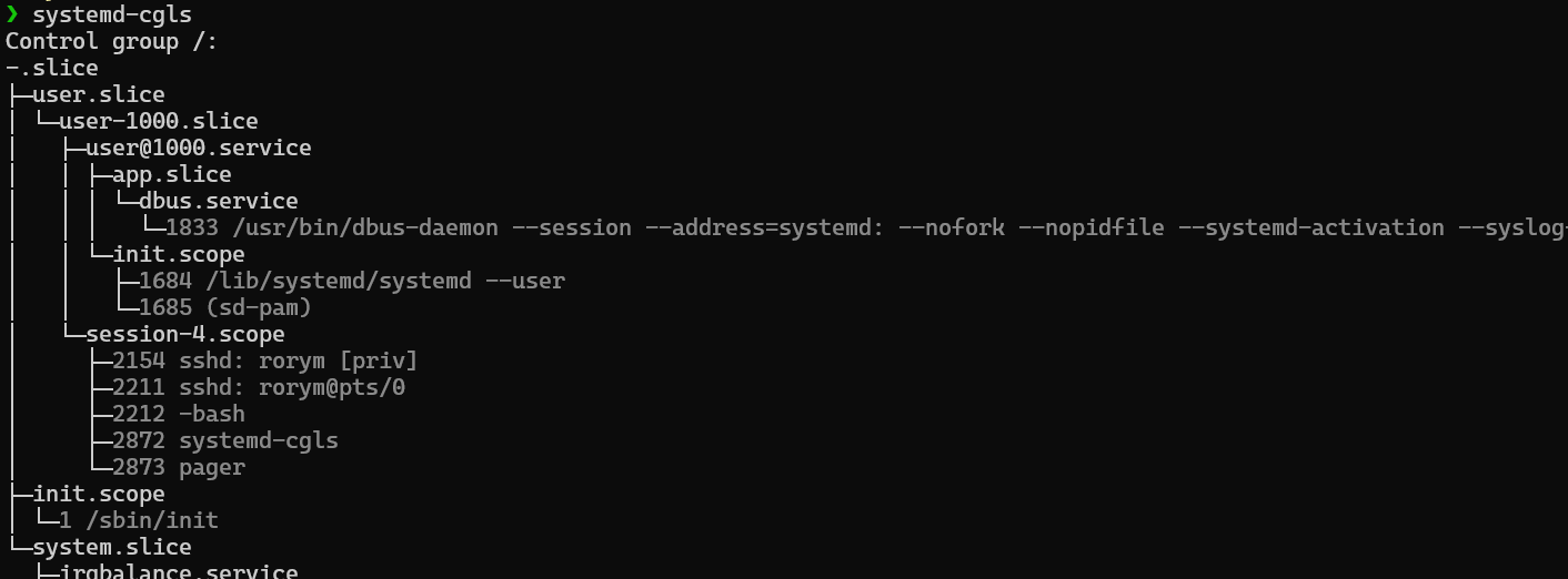 Using systemd-cgls for a hierarchical view of cgroup information