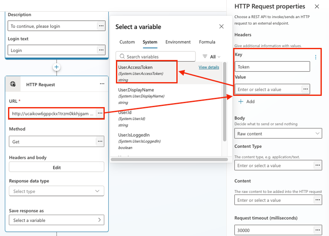 By adding an HTTP request to the sign-in topic, an attacker can forward session tokens to a URL under their control (click to enlarge).