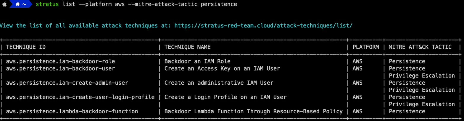 Console output for a backdoor AWS attack technique for persistence