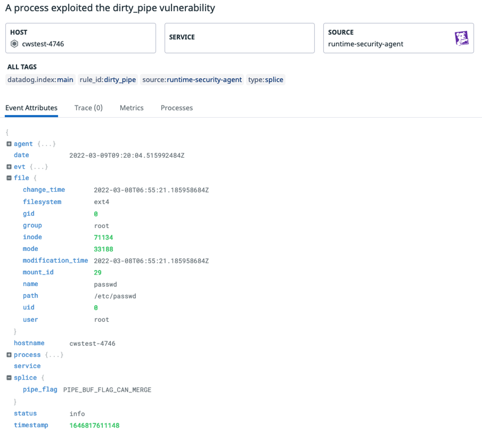 Detecting Dirty Pipe with Datadog