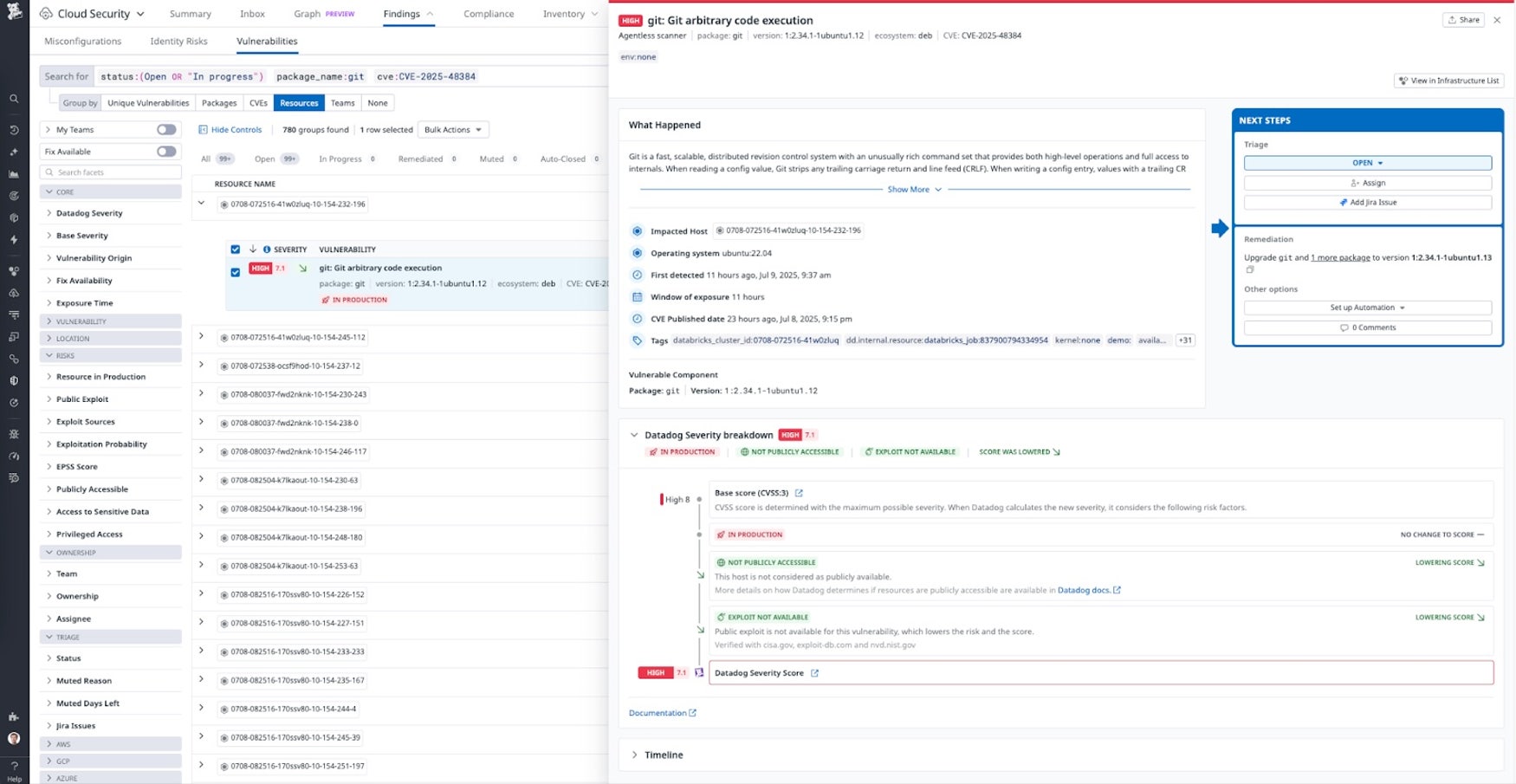 Screenshot of the query in Cloud Security (click to enlarge)