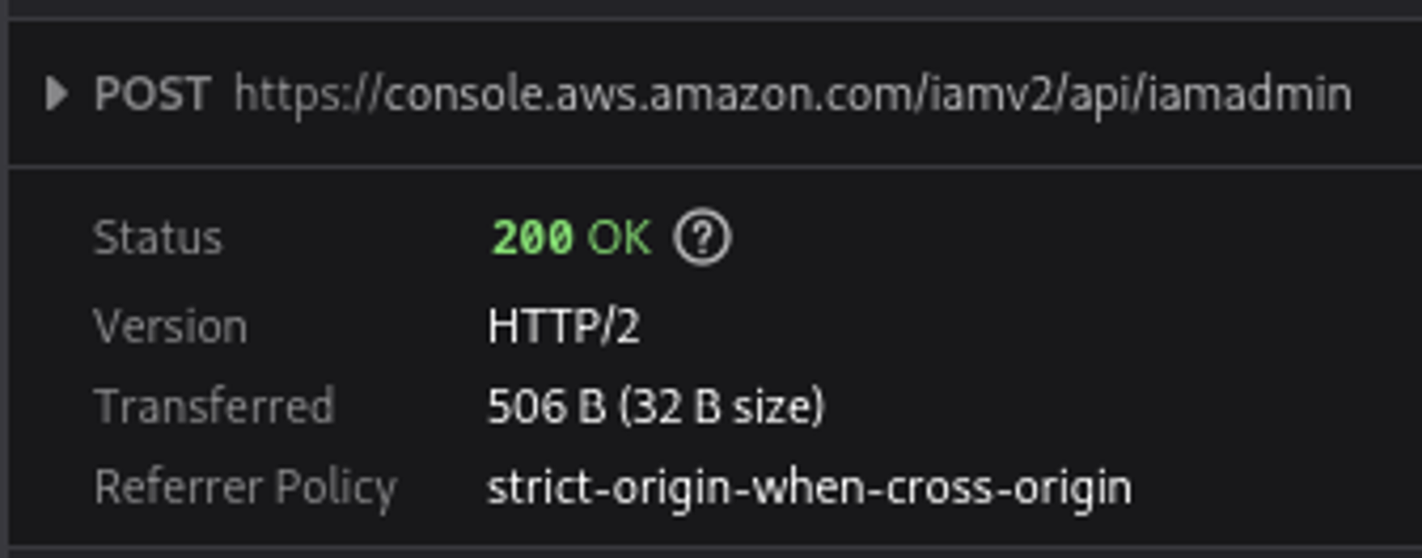 A request to an iamadmin endpoint