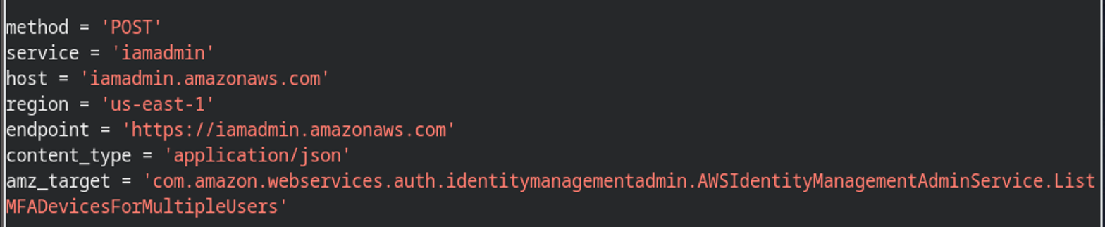 A self-signed request to iamadmin