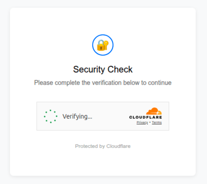 The phishing webpage uses Cloudflare turnstiles for anti-bot and anti-analysis purposes (click to enlarge)