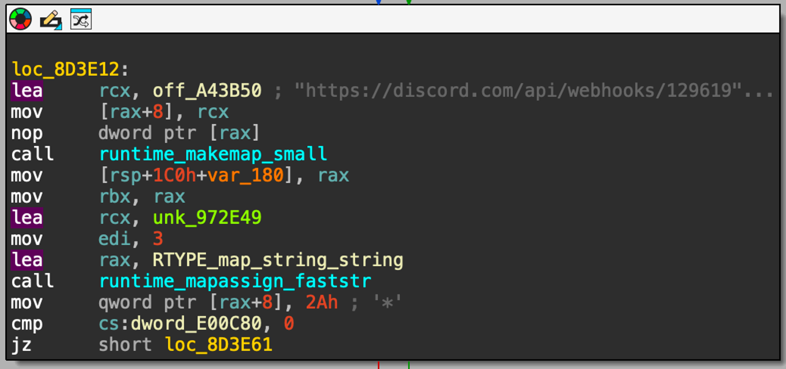 Defining a Discord webhook URL in Skuld Stealer's main function
