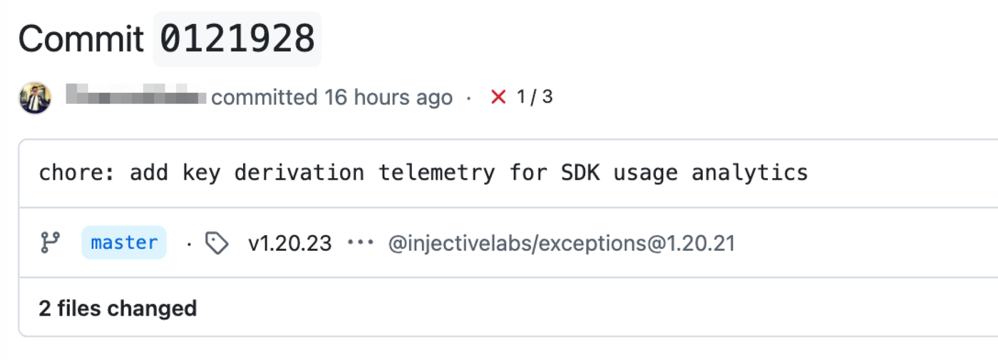 The malicious commit 0121928, titled 