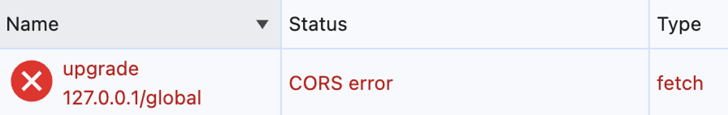 Chrome Developer Tools showing that Chrome has blocked the request.