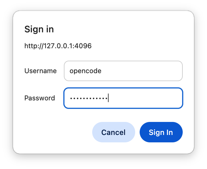 Basic authentication on OpenCode