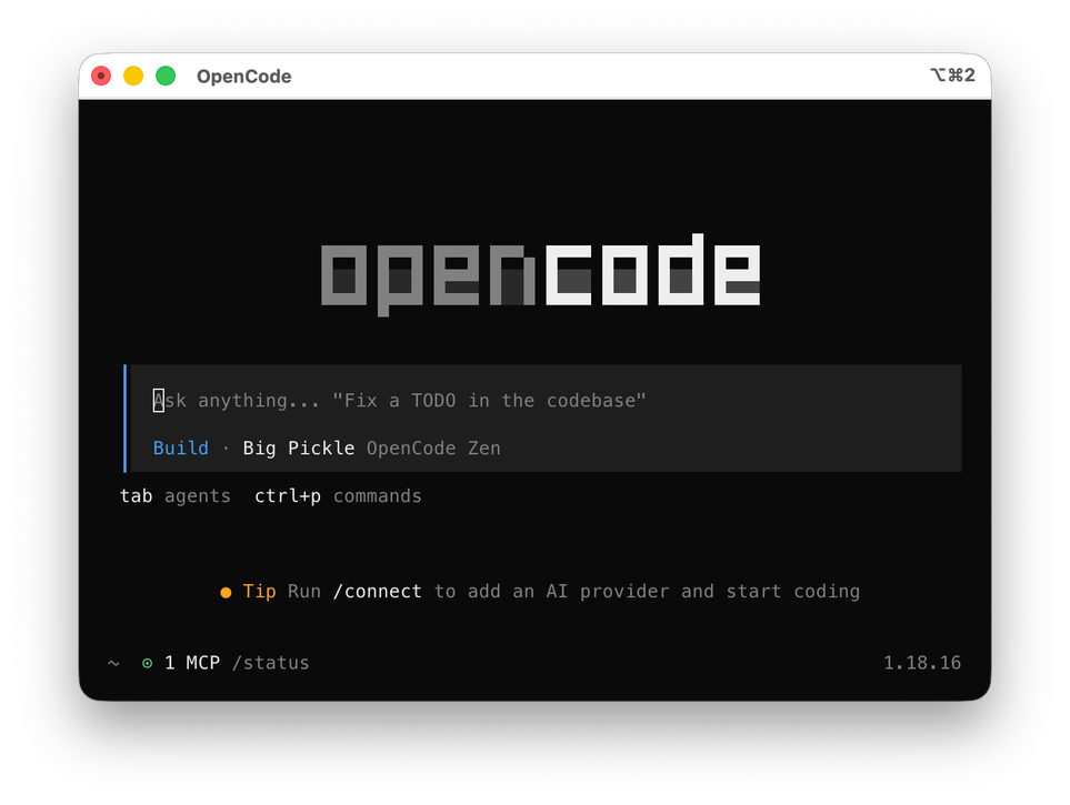 The OpenCode terminal UI.