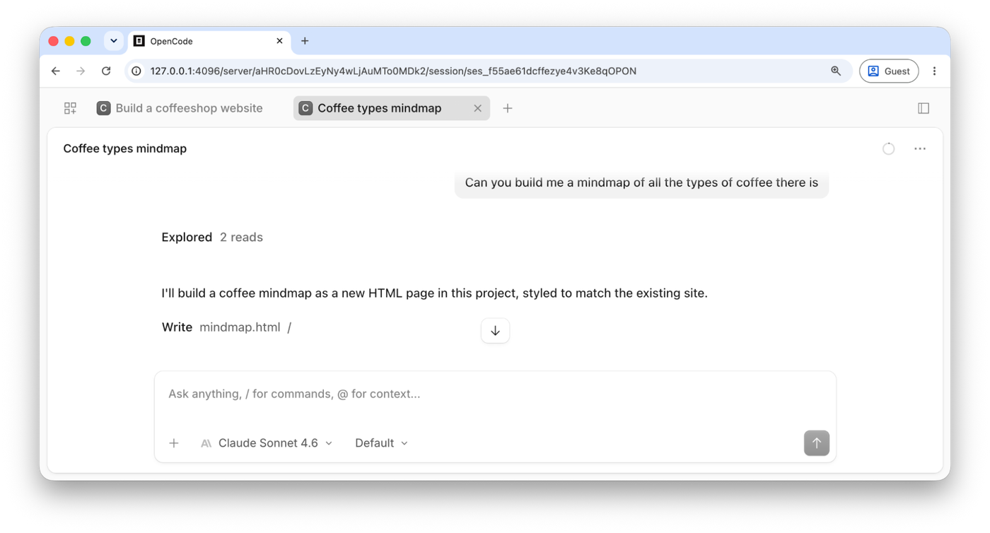 The OpenCode Web UI