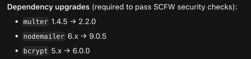Composer 2.5 upgrading dependencies after SCFW blocked the vulnerable versions