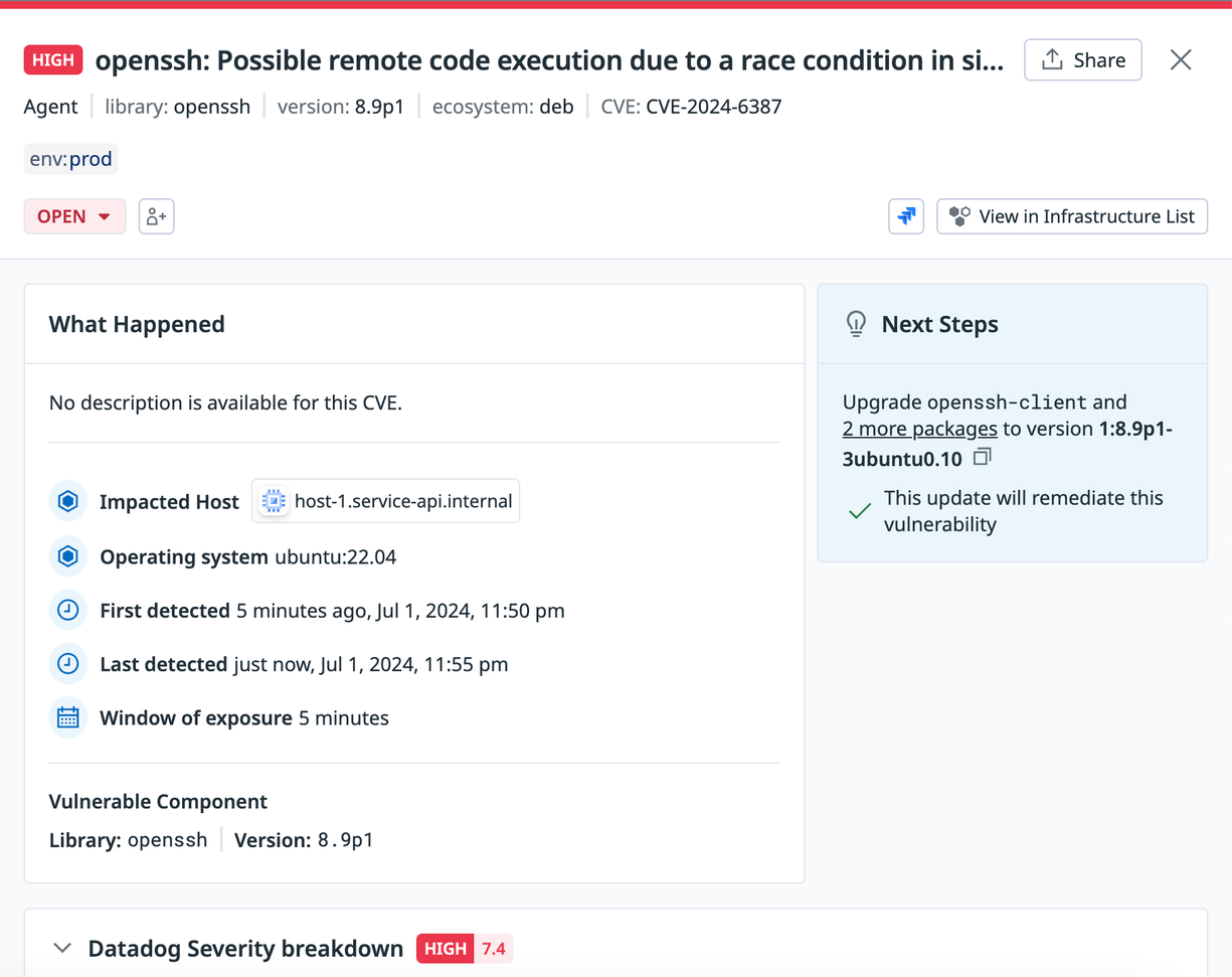 A host affected by the vulnerability