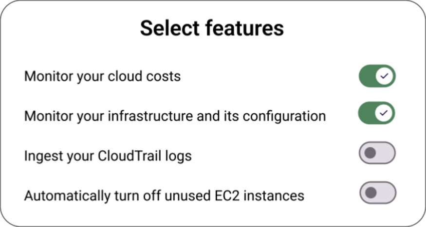 A configuration wizard allowing to selectively enable product features (click to enlarge).