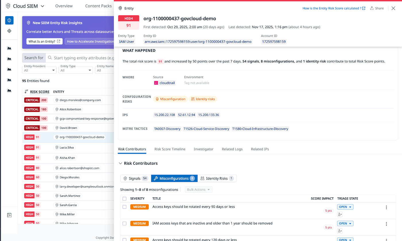 Cloud SIEM in action (click to enlarge)